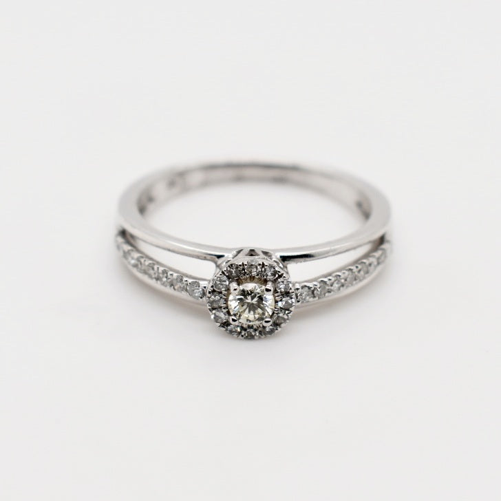 9ct White Gold Halo Diamond Engagement Ring