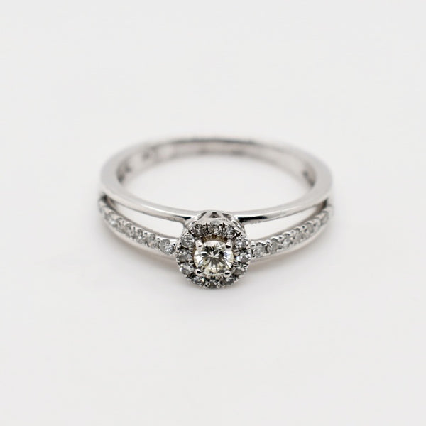 9ct White Gold Halo Diamond Engagement Ring