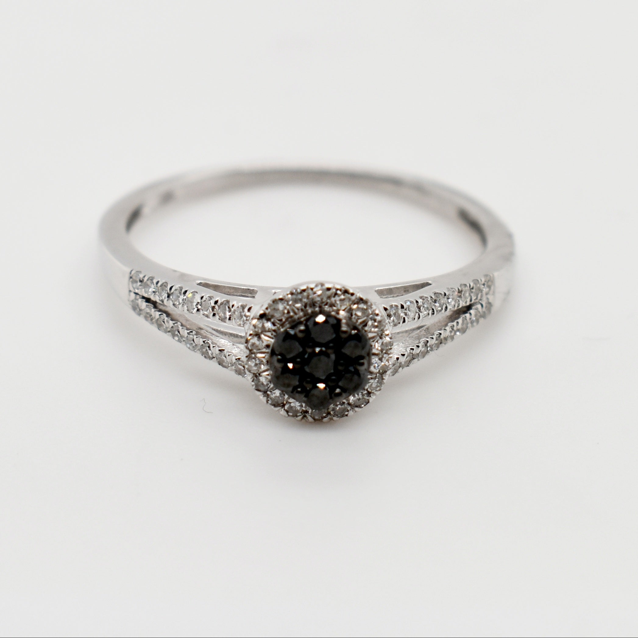9ct White Gold Black Diamond Solitaire Ring