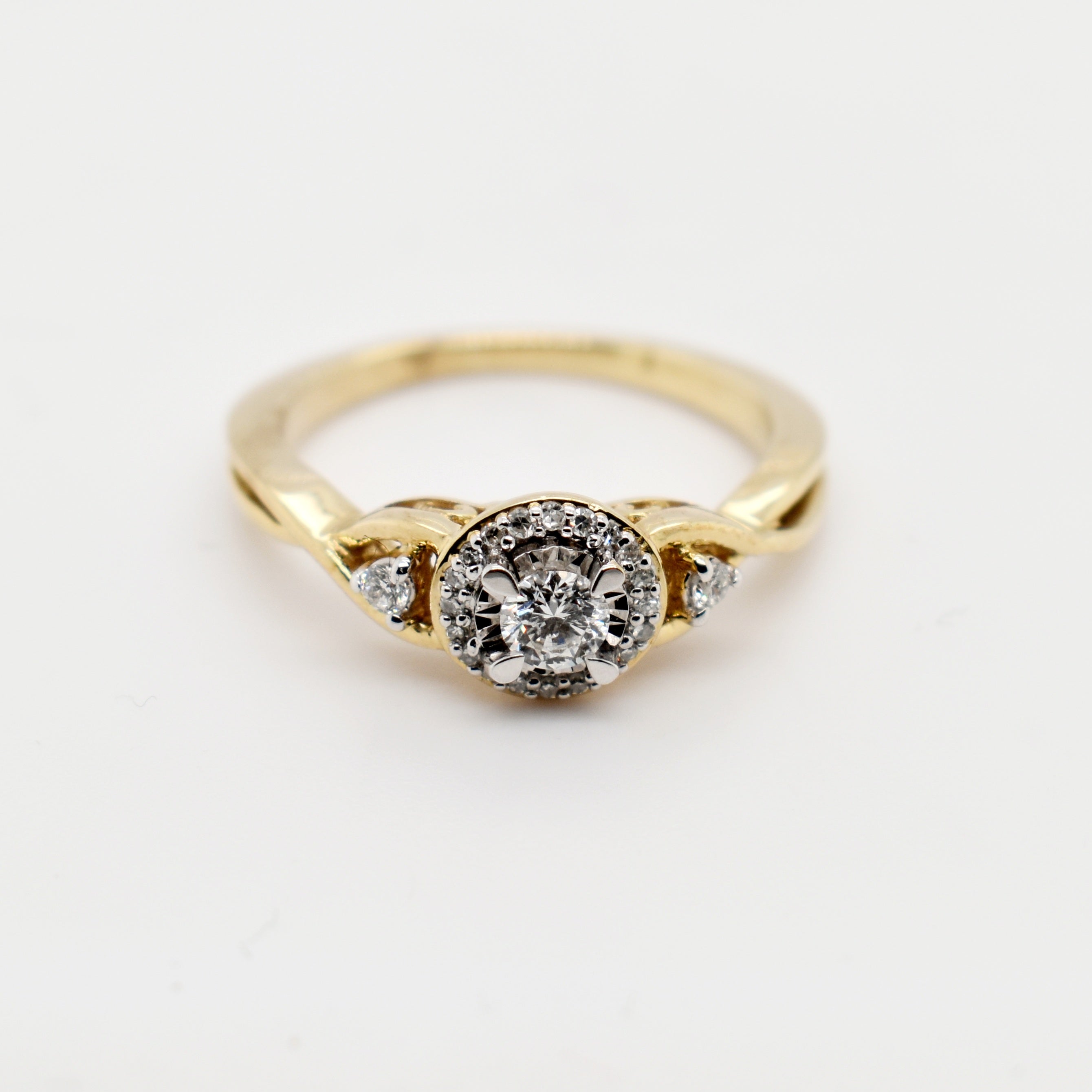 9ct Yellow Gold Pave Diamond Ring
