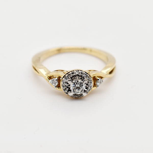 9ct Yellow Gold Pave Diamond Ring