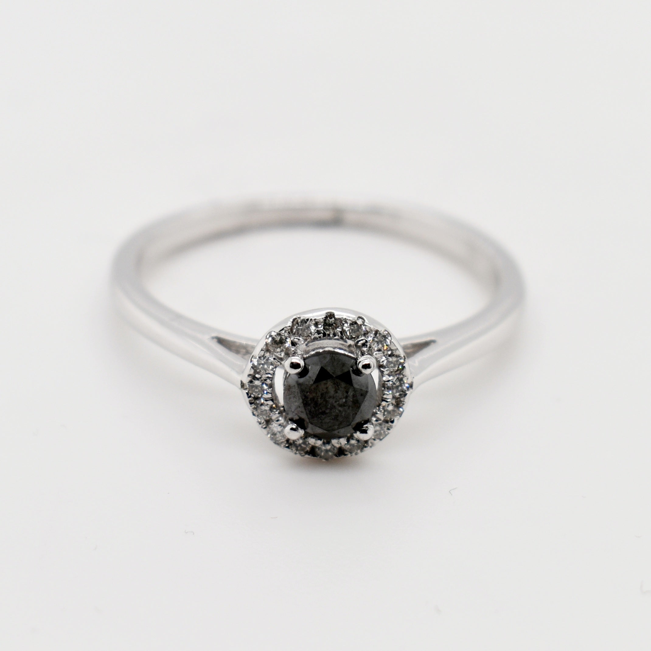 9ct White Gold Black Diamond Ring