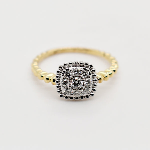 9ct Two Tone Cushion Cut Diamond Ring