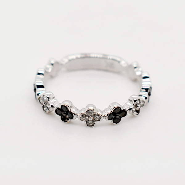 9ct White Gold Black Diamond Band