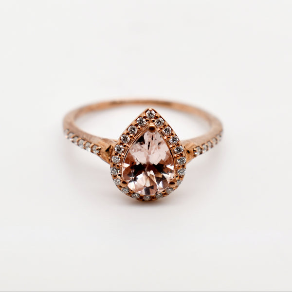 9ct Rose Gold Morganite & Diamond Engagement Ring