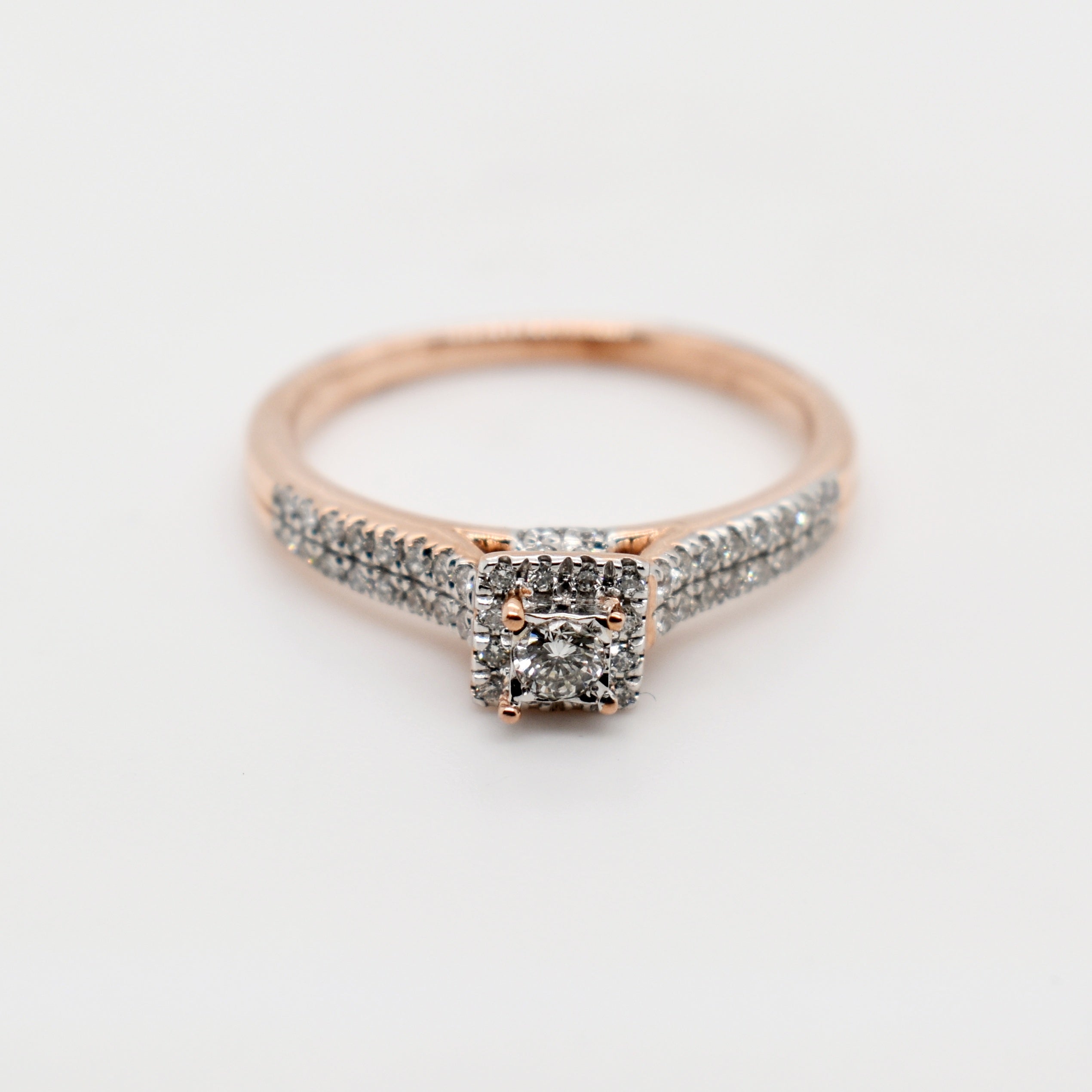 9ct Rose Gold Square Cut Diamond Ring