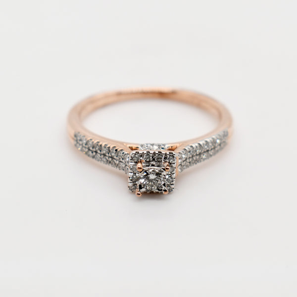9ct Rose Gold Square Cut Diamond Ring
