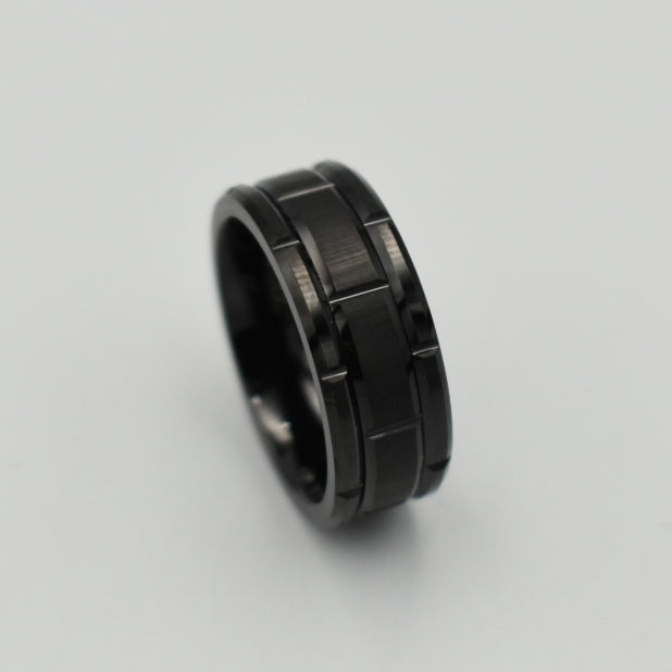 Tungsten Black Brushed Beveled Edge Ring