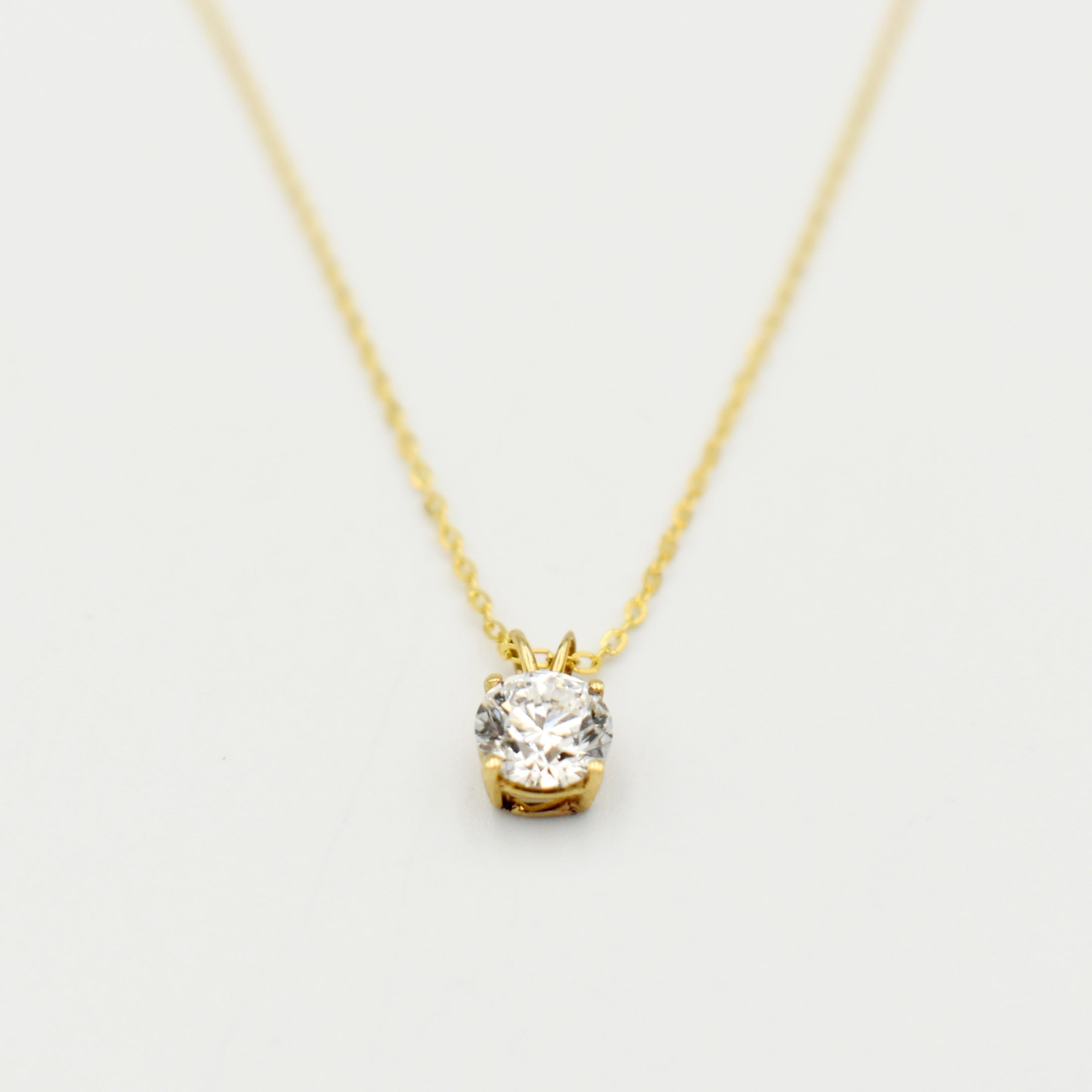 9ct Yellow Gold 1ct Round Lab-Grown Necklace