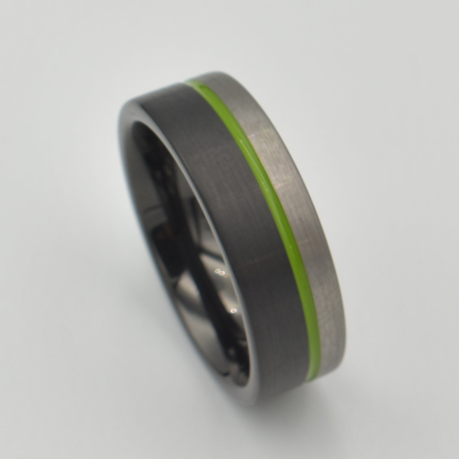 Tungsten Threetone Black,Green & Grey Band
