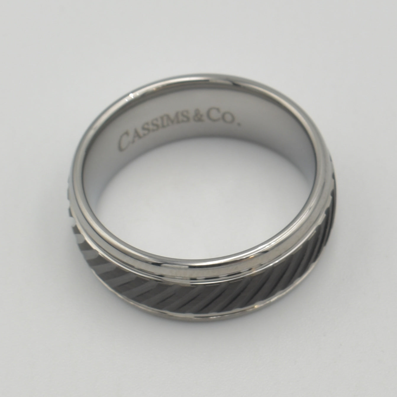 Tungsten Silver & Black Ring