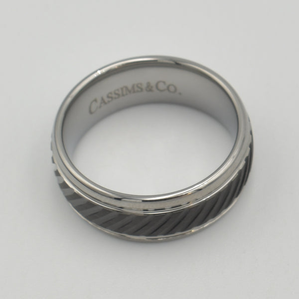 Tungsten Silver & Black Ring