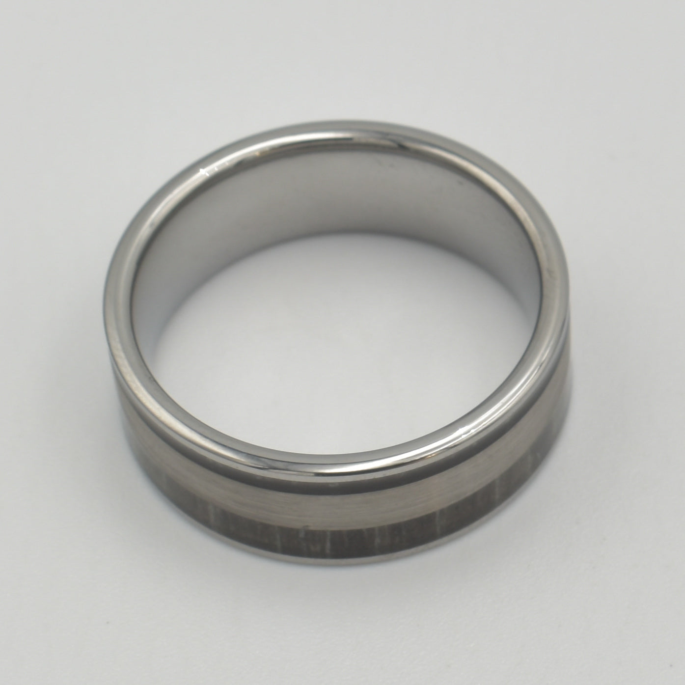 Tungsten Grey & Black Striped Ring