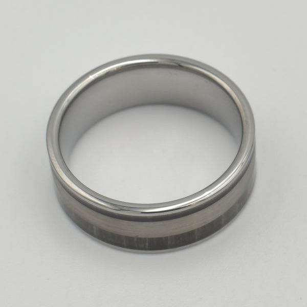 Tungsten Grey & Black Striped Ring