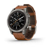 Garmin Fenix 7 Pro Sapphire Solar Edition - Titanium with Chestnut Leather Band