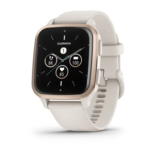 Garmin Venu® Sq 2 – Music Edition Peach Gold Aluminium Bezel with Ivory Case and Silicone Band 010-02700-11