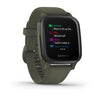 Venu® Sq – Music Edition, Slate Aluminium Bezel with Moss Case and Silicone Band