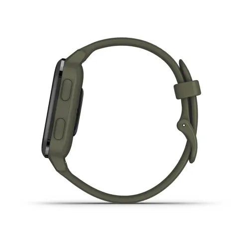 Venu® Sq – Music Edition, Slate Aluminium Bezel with Moss Case and Silicone Band