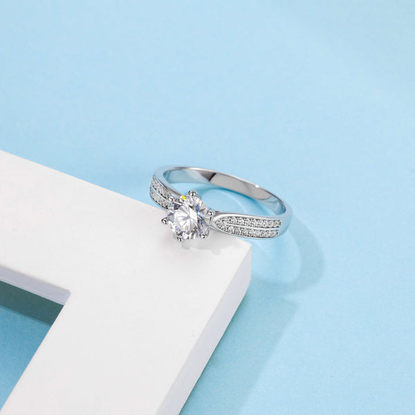 1ct 6 Claw Pave Moissanite Ring