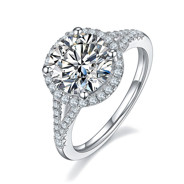 3ct Round Halo Moissanite Ring