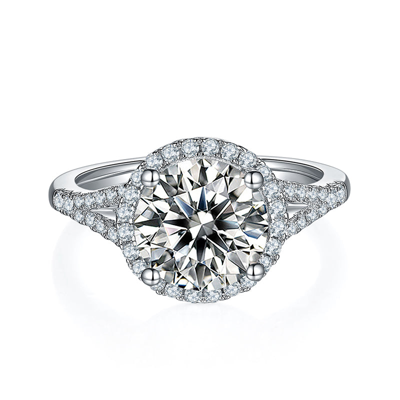 3ct Round Halo Moissanite Ring