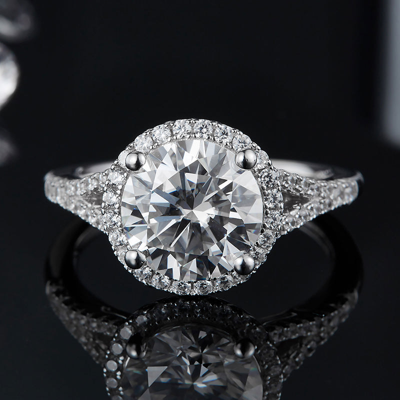 3ct Round Halo Moissanite Ring
