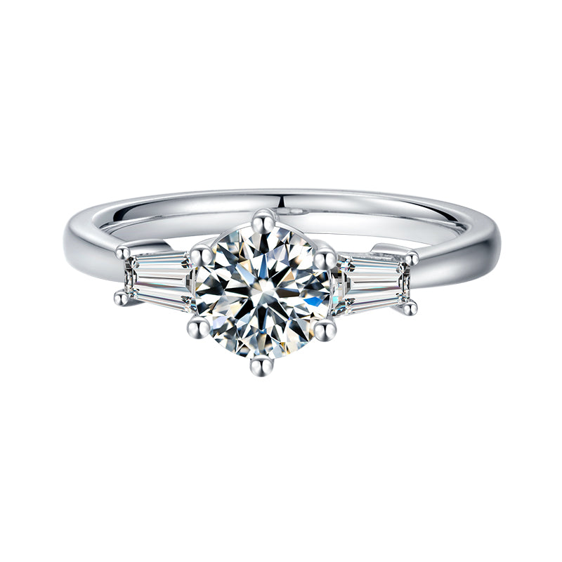 6 Claw Baggette Moissanite Ring