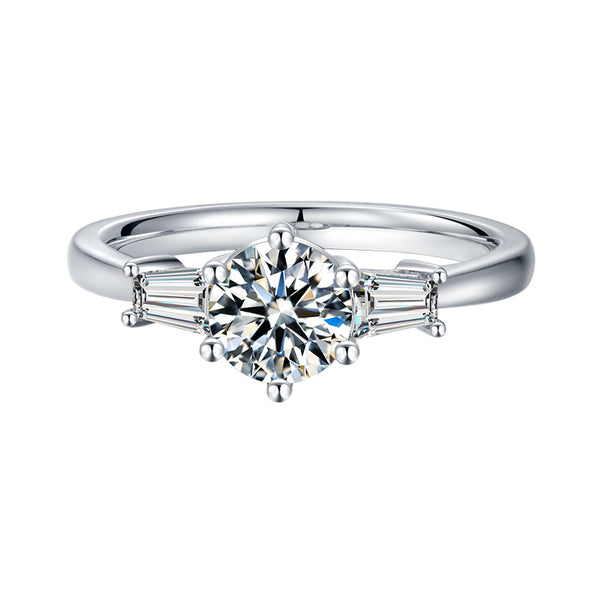 6 Claw Baggette Moissanite Ring