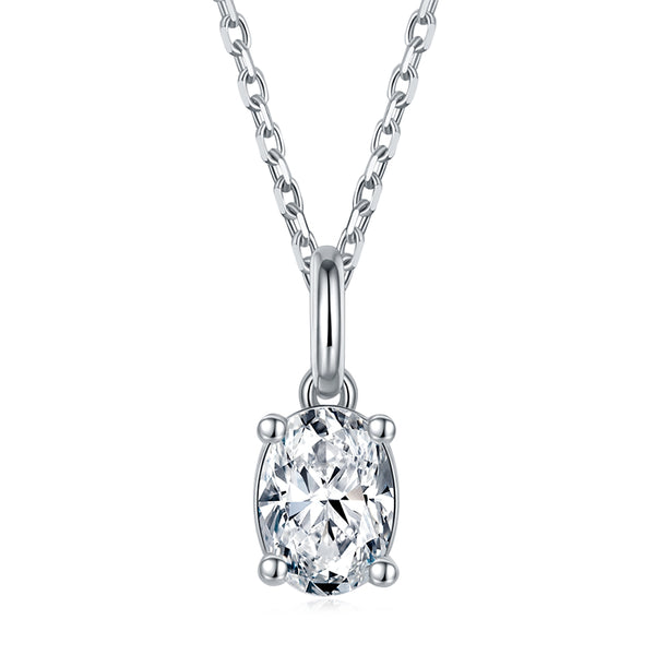 Oval Solitaire Moissanite Necklace