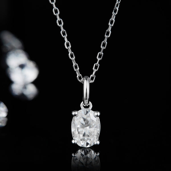 Oval Solitaire Moissanite Necklace