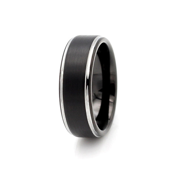 Tungsten Black Polished Beveled Band