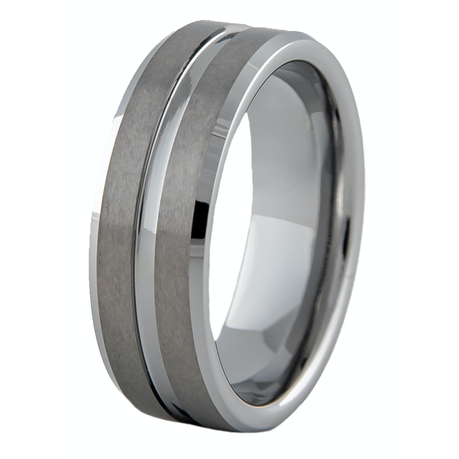 Tungsten Grey Beveled Stripped Band