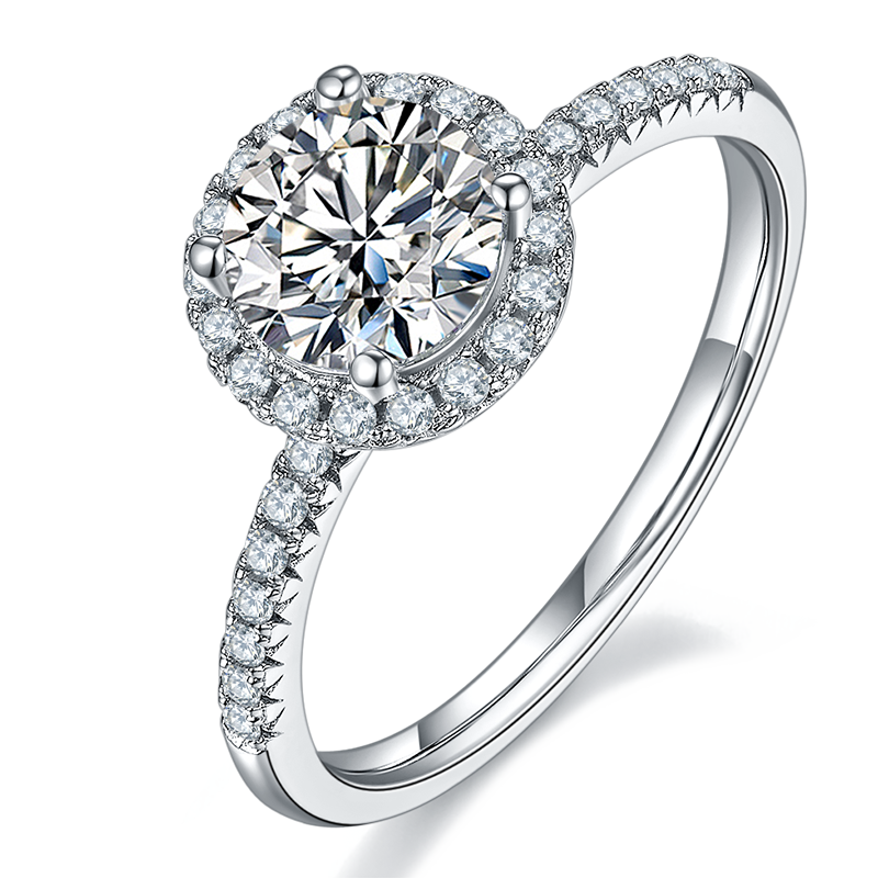 1ct Round Cut Moissanite Ring