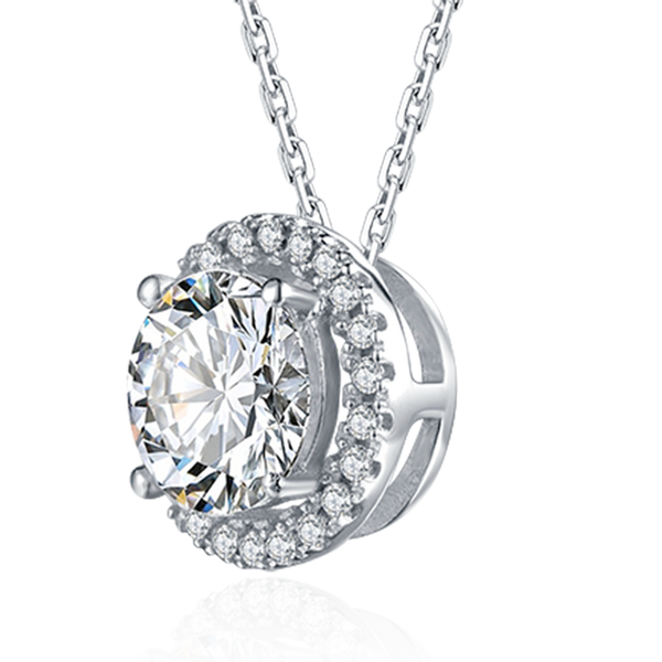 Round Cut Moissanite Necklace.