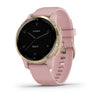 Garmin Vivoactive 4S Dust Rose with Light Gold Hardware.
