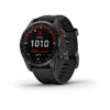 Garmin Fenix 7S Solar Edition Slate Grey with Black Band.