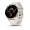 Garmin Venu 2 Plus Cream Gold Stainless Steel Bezel with Ivory Case and Silicone Band.