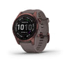 Garmin Fenix 7S Sapphire Solar Edition Dark Bronze Titanium with Shale Grey Band.