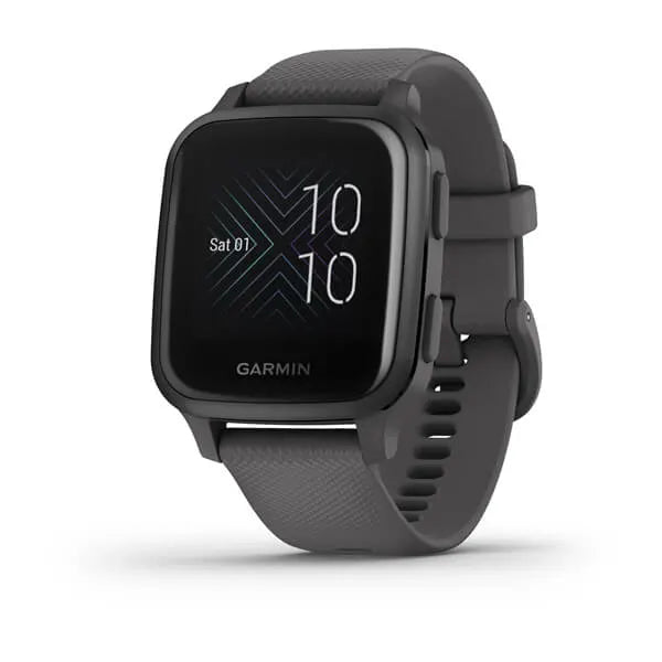 Garmin Venu Sq Slate Aluminium Bezel with Shadow Grey and Silicone Band.