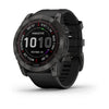 Garmin Fenix 7X-Sapphire Solar Edition Carbon Grey DLC Titanium with Black Band.