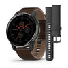 Garmin Venu 2 Plus Slate Stainless Steel Case with Slate Case and Leather band 010-02496-15.