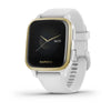 Garmin Venu Sq Light Gold Aluminium Bezel with White Case and Silicone Band.