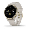 Garmin Venu 2S Light Gold Stainless Steel Bezel with Light Sand Case and Silicone Band.