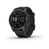 Garmin Fenix 7S-Sapphire Solar Edition Carbon Grey DLC Titanium with Black Band.