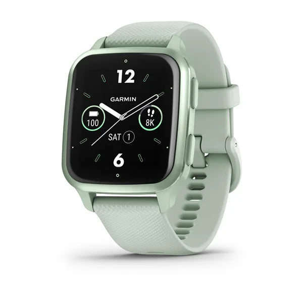 Garmin Venu Sq 2 Metallic Mint Aluminium Bezel Cool Mint Case and Silicone Band 010-02701-12