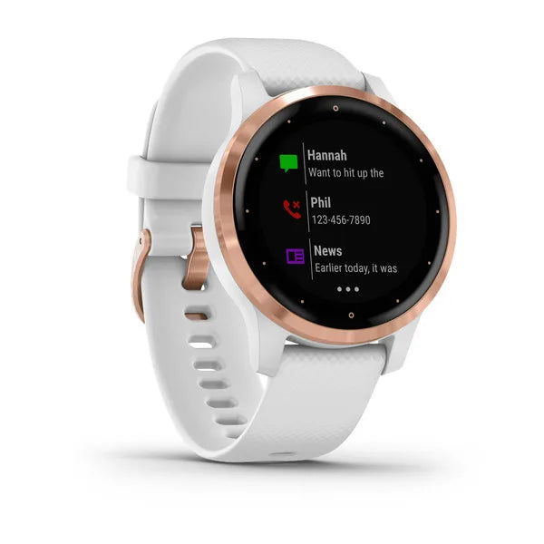 Garmin Vivoactive 4S White with Rose-Gold Hardware.