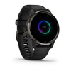 Garmin Venu 2 Plus Slate Stainless Steel Bezel with Black Case and Silicone Band.