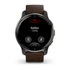 Garmin Venu 2 Plus Slate Stainless Steel Case with Slate Case and Leather band 010-02496-15.