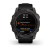 Garmin Fenix 7X-Sapphire Solar Edition Carbon Grey DLC Titanium with Black Band.