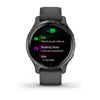 Garmin Venu 2S Slate Stinless Steel Bezel with Graphite Case and Silicone Band.